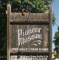 Pioneer Village Museum in Fredericksburg occupied a new headquarters building in 2008. Pioneer Village Museum, Fredericksburg, Texas.JPG