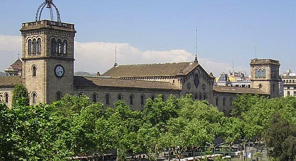 Historic building of the University of Barcelona, built between 1863 and 1882 by Elies Rogent