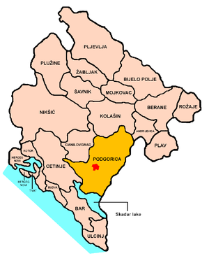 Localização de Podgoritza em Montenegro