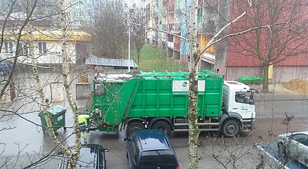 Garbage truck in a medium-sized city Tomaszów Mazowiecki, Poland
