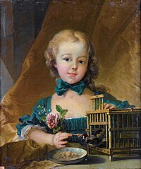 Portrait of Alexandrine Le Normant d'Étiolles, playing with a Goldfinch 1749