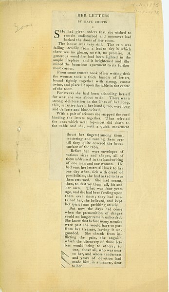 File:Printed short story, "Her Letters," by Kate Chopin fromVogue Magazine,April 11, 1895.jpg