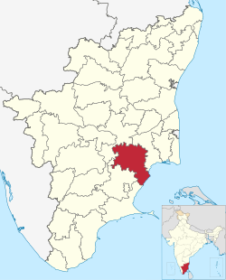 Pudukkottain piirikunta Tamil Nadun kartalla.
