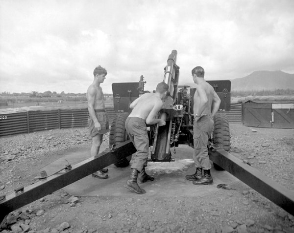 New Zealand artillerymen carry out a fire mission in South Vietnam