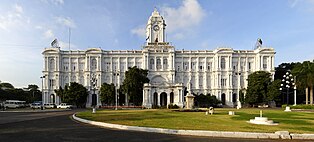 The Ripon Building, the headquarters of Greater Chennai Corporation in Chennai. It is one of the oldest city governing corporations in Asia. Ripon Building panorama.jpg
