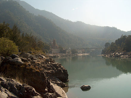 The Ganges River flowing through Rishikesh