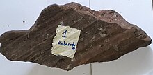 Rock sample of Amba Aradam sandstone (with slickensides, collected along a fault at the northern edge of the mountain