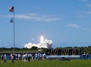 The STS-121 launch seen from the LC-39 Press Site in July 2006 STS-121 Launch cropped.jpg