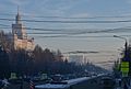 Главный корпус ЮУрГУ и проспект Ленина зимним днём во время смога