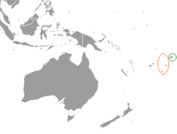 Mapa označující umístění Samoa a Tonga