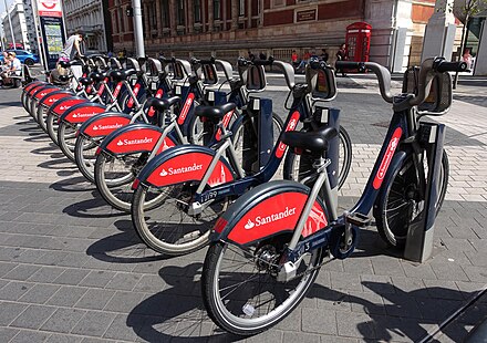 Santander Cycles docking station on Exhibition Road