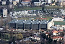 Blick auf die Olympiahalle von oben (März 2017)