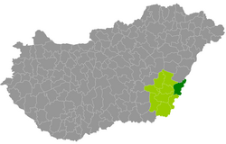 A Sarkadi járás elhelyezkedése Magyarországon