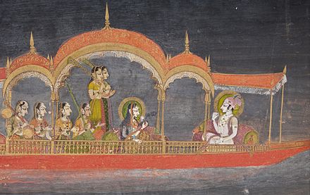 Savant Singh (reigned 1748–1757) and Bani Thani in the Guise of Krishna and Radha Cruising on Lake Gundalao, Kishangarh