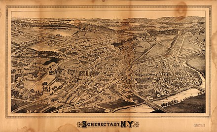 Perspective map of Schenectady from 1882