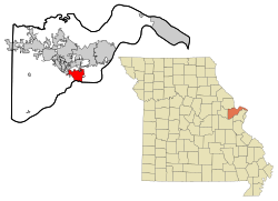 St. Charles County Missouri Incorporated and Unincorporated areas Weldon Spring Highlighted.svg
