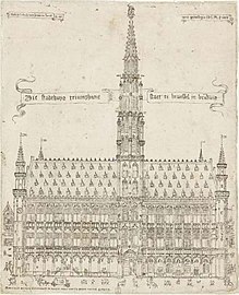 Brussels' Town Hall, engraving by Melchisedech van Hoorn, 1565