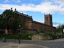 From Church St., showing the 1906 chancel, taller than the nave Stockton Parish Church of St Thomas - geograph.org.uk - 487321.jpg