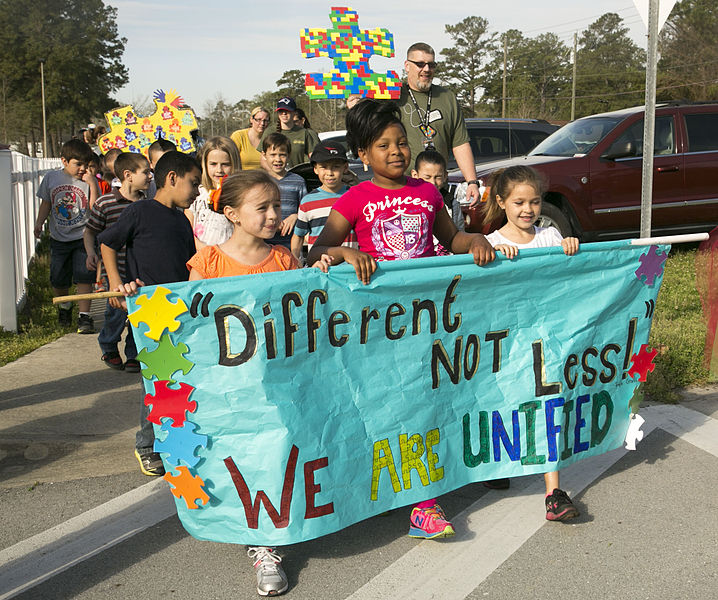 Staying healthy is critical for all children, especially those who may have mental health disorders.^[[Image](https://commons.wikimedia.org/wiki/File:Students,_families_walk_to_support_Autism_Awareness_Month_140404-M-ZZ999-331.jpg) by the [U.S. Marine Corps](https://www.marines.mil/) is in the public domain]