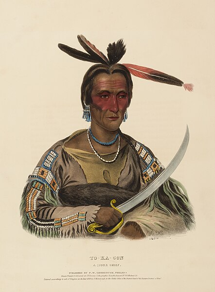 File:TO-KA-CON. A SIOUX CHIEF., from History of the Indian Tribes of North America-saam 1985.66.153 214.jpg