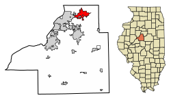 Location of Washington in Tazewell County, Illinois.