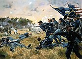 Don Troiani.  "Primera infantería de Minnesota en la batalla de Gettysburg", 2004