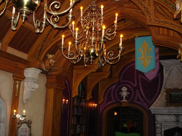 The interior of Toad Hall, seen from the queue shortly before boarding.