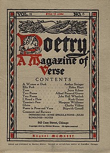 First published in the August, 1913 issue of Poetry: A Magazine of Verse, Chicago. Trees1913.jpg