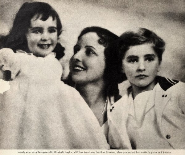 Two-year old Taylor, mother Sara Sothern, and brother Howard, in 1934