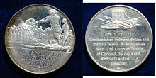1970 Franklin Mint medallion commemorating Lexington and Concord 1775 USA Start of Revolution 1775 Silver Medal.jpg