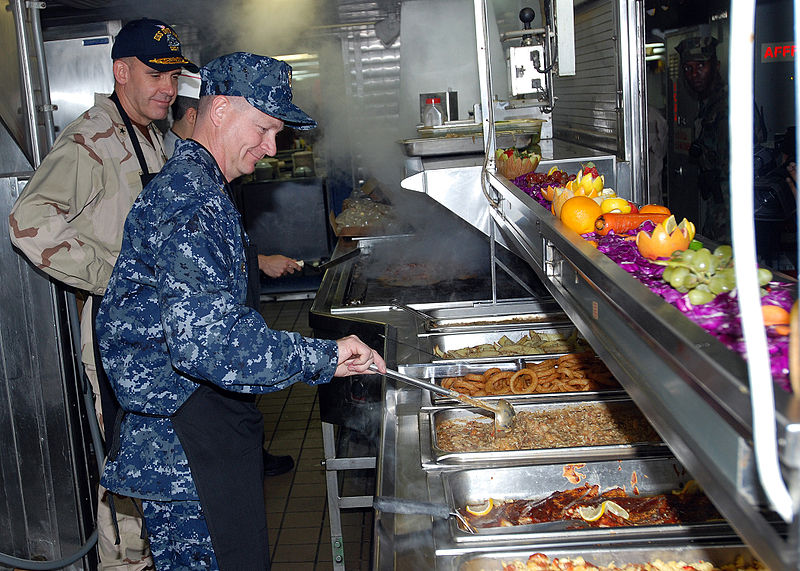 File:US Navy 081219-N-0803S-011 Master Chief Petty Officer of the Navy (MCPON) Rick West prepares to serve lunch to Sailors and Marines.jpg