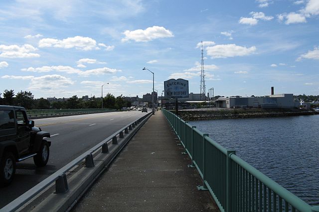 Looking westbound entering New Bedford