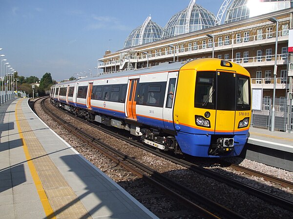 A London Overground train at Imperial Wharf