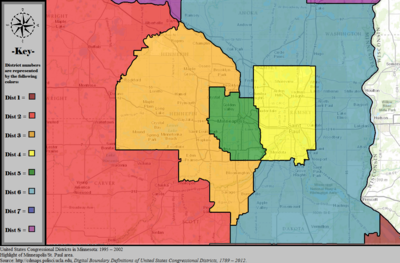 United States Congressional Districts i Minnesota (høydepunkt i metroen), 1995 - 2002. tif