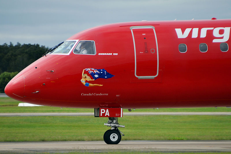 File:VH-ZPA 'Candid Canberra' Embraer 190-100IGW Virgin Blue Airlines (Virgin Australia) (9723985732).jpg