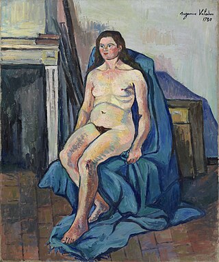 <i>Nude Woman with a Blue Shawl</i> 1930 painting by Suzanne Valadon