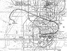 Carte de la trajectoire de vol et du site de l'accident.