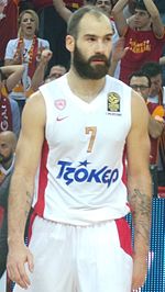 Vassilis Spanoulis, 7x Greek League Champion, 4x Greek League MVP, and 4x Greek League Finals MVP. Vassilis Spanoulis'13 (cropped).JPG