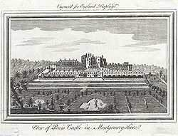 A late 18th-century view showing the terraces and water garden View of Powis Castle in Montgomeryshire.jpeg