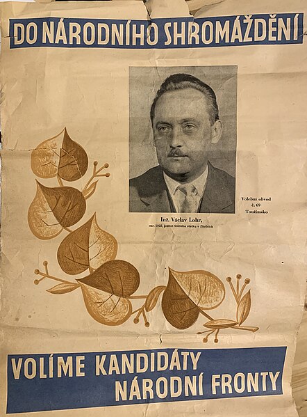 Electoral poster for the 1960 Czechoslovak election included individual candidates preference voting
