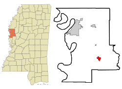 Washington County Mississippi Incorporated and Unincorporated areas Hollandale Highlighted.svg