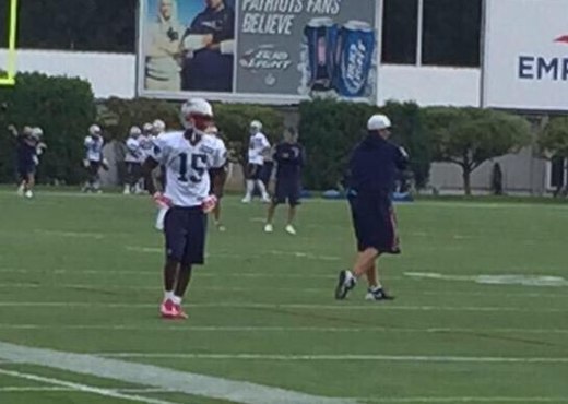 Wayne at practice with the New England Patriots, 2015