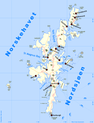 Localización da illa de Muckle Roe nas Shetland