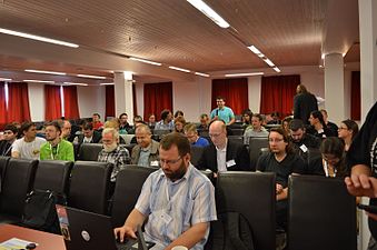 Participants in the main room on the first day of the conference