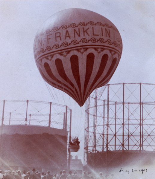 File:William Nicholson Jennings, "Ben Franklin" Balloon Rising from Gas Works. (2919838953).jpg
