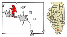 Williamson County Illinois Zonele încorporate și necorporate Herrin Highlighted.svg