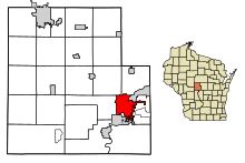 Wood County Wisconsin Incorporated en Unincorporated gebieden Wisconsin Rapids Highlighted.svg