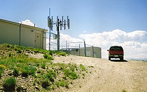 A short-mast cell site atop a mountain in Wyoming, USA