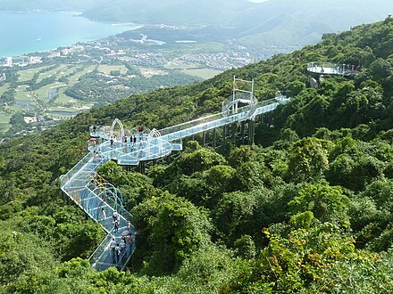 The glass bridge at Yalong Bay Tropical Paradise Forest Park.