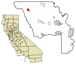 Guinda okulunun Yolo County, California şehrindeki konumu